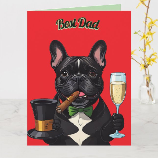 French Bulldog Cigar Card (Yellow Flower)