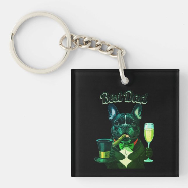 French Bulldog Cigar Keychain (Front)