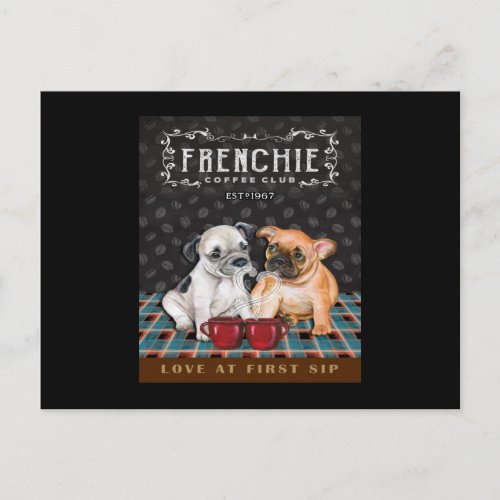 French Bulldog Coffee Club Postcard