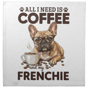 French Bulldog Coffee Frenchie Dog Cloth Napkin