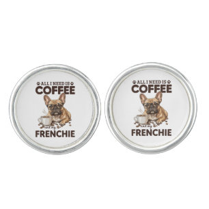 French Bulldog Coffee Frenchie Dog Cufflinks