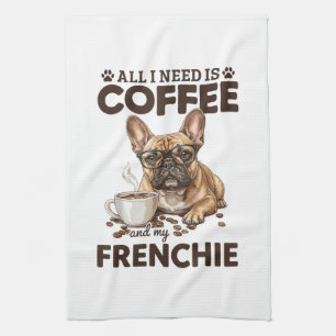 French Bulldog Coffee Frenchie Dog Kitchen Towel