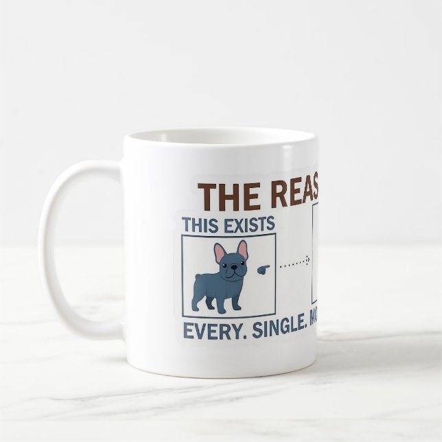 French Bulldog Coffee Reason Infographic Funny Dog Mug (Left)