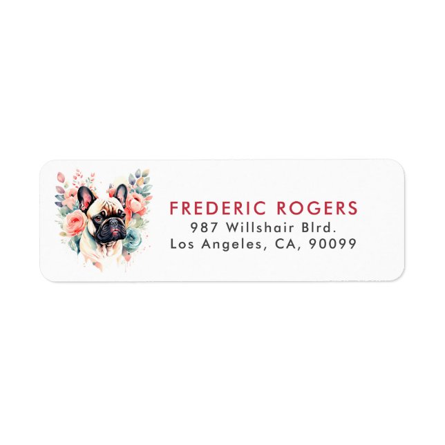 French Bulldog Colorful Flowers Label (Front)