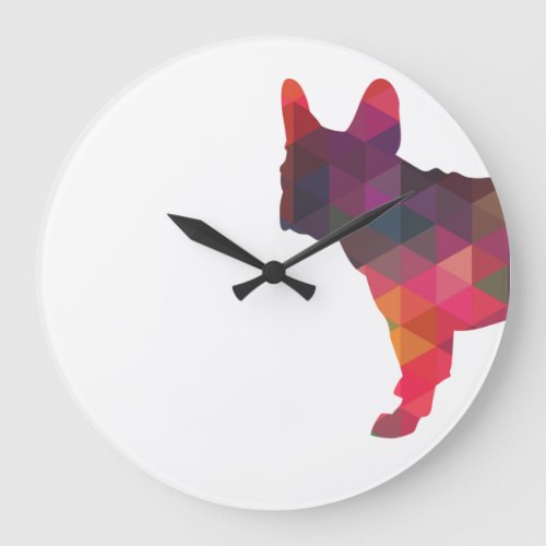 French Bulldog colorful Geometric Silhouette Large Clock