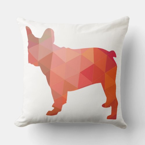 French Bulldog Colorful Geometric Silhouette Throw Pillow