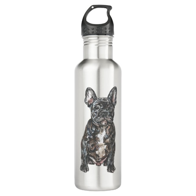 french bulldog colour stainless steel water bottle (Front)