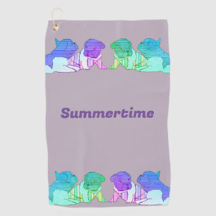 French Bulldog Comic Neon French Bulldog Golf Towel