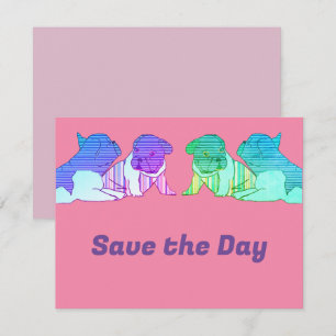 French Bulldog Comic Neon French Bulldog Save The Date