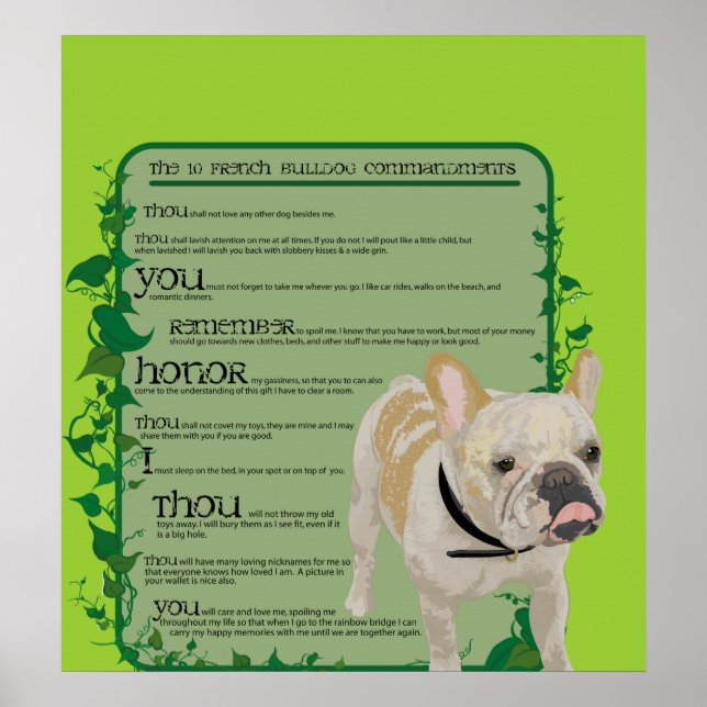 French Bulldog Commandments Poster (Front)