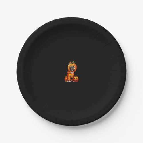 French Bulldog Cosplay Horror Carved Pumpkin Hallo Paper Plates