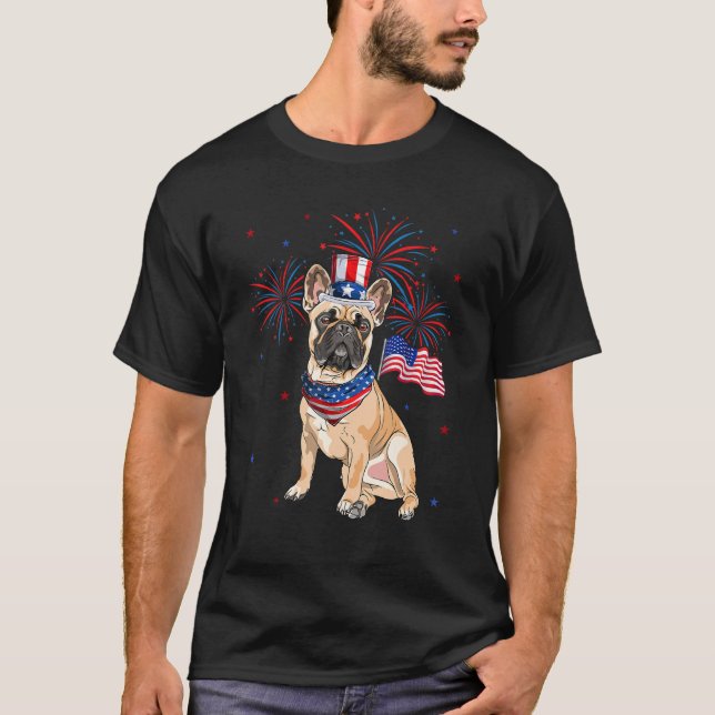 French Bulldog Costume American Flag 4th Of July F T-Shirt (Front)