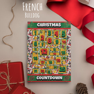 French Bulldog Countdown Christmas Advent Calendar Holiday Card