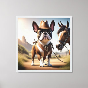 French Bulldog Cowboy Hat French Bulldog Canvas Print
