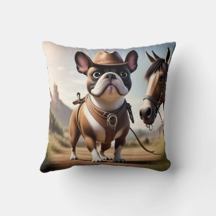 French Bulldog Cowboy Hat French Bulldog Throw Pillow