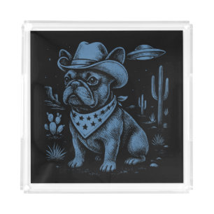 French Bulldog Cowboy UFO Cowboy Dog Acrylic Tray
