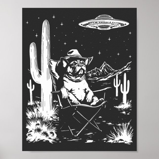 French Bulldog Cowboy UFO Poster (Front)