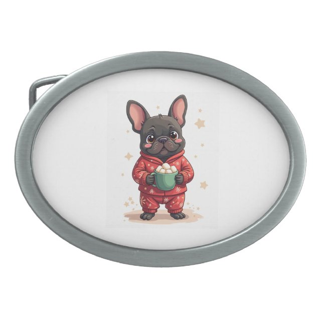French Bulldog Cozy Cocoa Belt Buckle (Front)