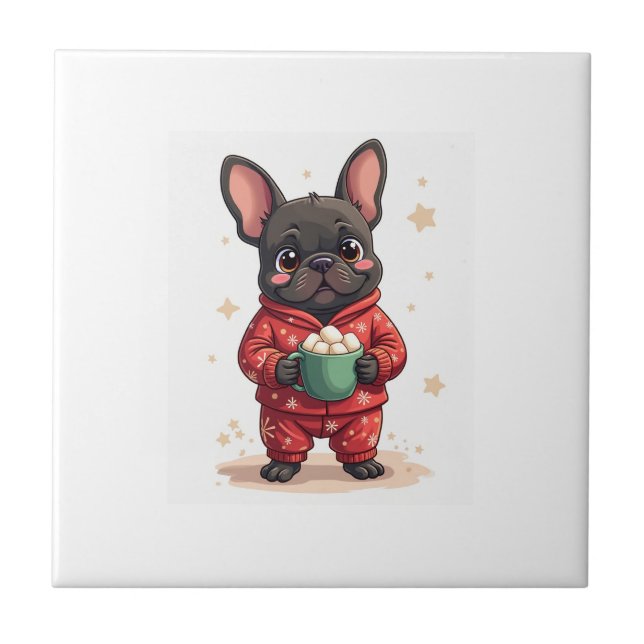 French Bulldog Cozy Cocoa Ceramic Tile (Front)