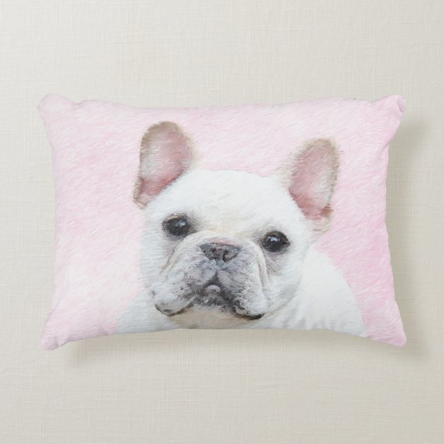 French Bulldog (Cream/White) Painting - Dog Art Accent Pillow (Front)