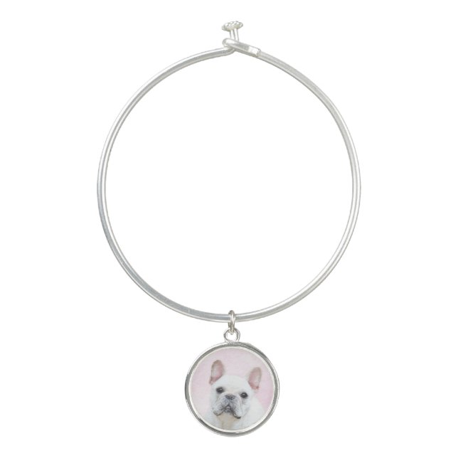 French Bulldog (Cream/White) Painting - Dog Art Bangle Bracelet (Front)
