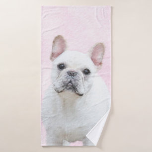 French Bulldog (Cream/White) Painting - Dog Art Bath Towel Set
