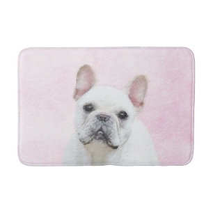 French Bulldog (Cream/White) Painting - Dog Art Bathroom Mat