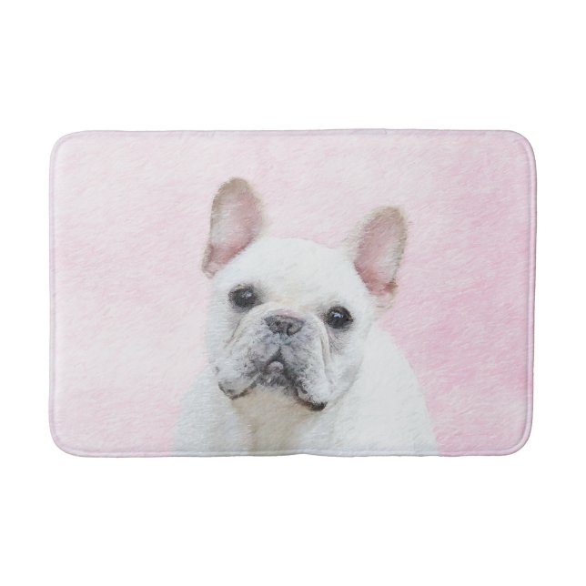 French Bulldog (Cream/White) Painting - Dog Art Bathroom Mat (Front)