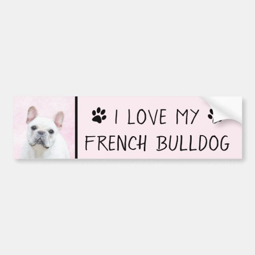 French Bulldog CreamWhite Painting _ Dog Art Bumper Sticker