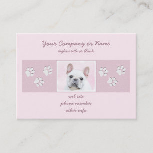 French Bulldog (Cream/White) Painting - Dog Art Business Card