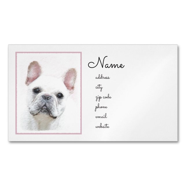 French Bulldog (Cream/White) Painting - Dog Art Business Card Magnet (Front)