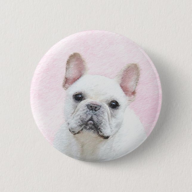French Bulldog (Cream/White) Painting - Dog Art Button (Front)