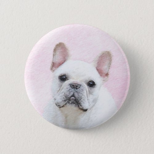 French Bulldog CreamWhite Painting _ Dog Art Button