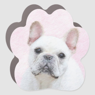 French Bulldog (Cream/White) Painting - Dog Art Car Magnet