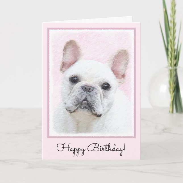 French Bulldog (Cream/White) Painting - Dog Art Card (Front)
