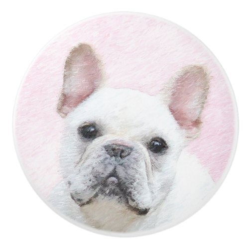 French Bulldog CreamWhite Painting _ Dog Art Ceramic Knob