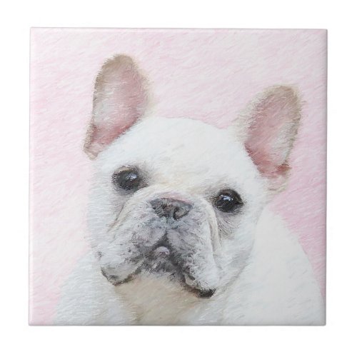 French Bulldog CreamWhite Painting _ Dog Art Ceramic Tile