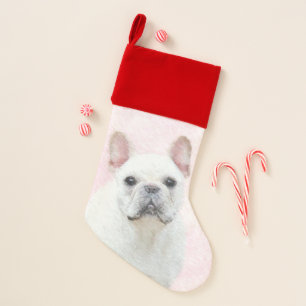 French Bulldog (Cream/White) Painting - Dog Art Christmas Stocking