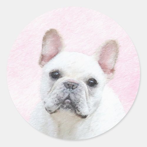 French Bulldog CreamWhite Painting _ Dog Art Classic Round Sticker