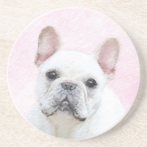 French Bulldog CreamWhite Painting _ Dog Art Coaster