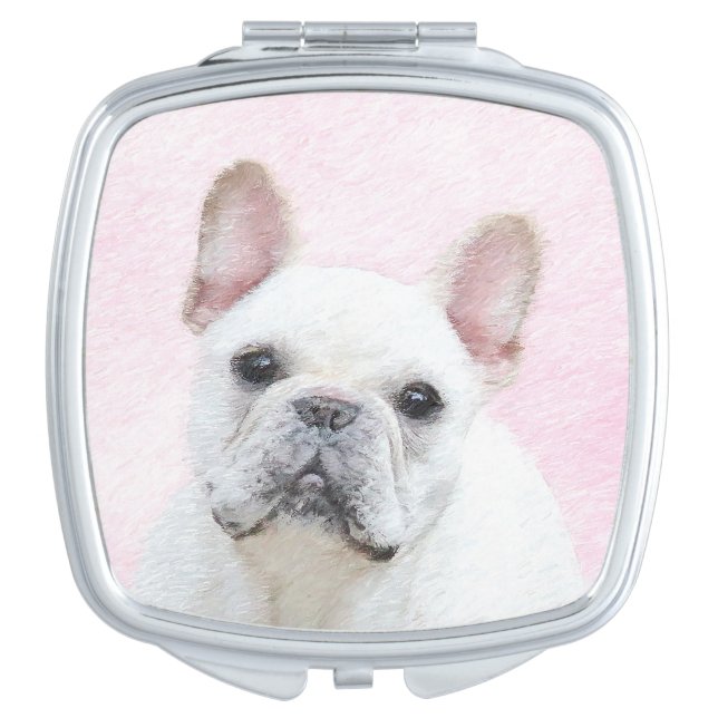 French Bulldog (Cream/White) Painting - Dog Art Compact Mirror (Front)