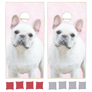 French Bulldog (Cream/White) Painting - Dog Art Cornhole Set