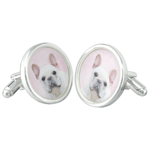 French Bulldog CreamWhite Painting _ Dog Art Cufflinks