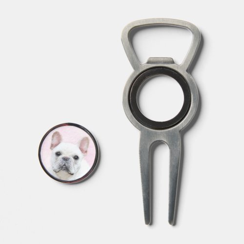 French Bulldog CreamWhite Painting _ Dog Art Divot Tool