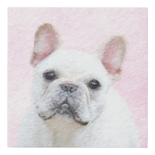 French Bulldog CreamWhite Painting _ Dog Art Faux Canvas Print