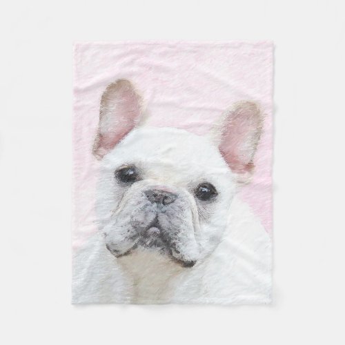 French Bulldog CreamWhite Painting _ Dog Art Fleece Blanket