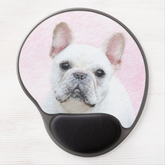 French Bulldog (Cream/White) Painting - Dog Art Gel Mouse Pad (Front)