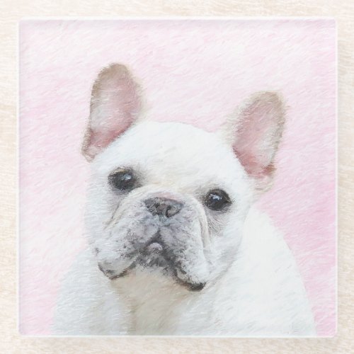 French Bulldog CreamWhite Painting _ Dog Art Glass Coaster
