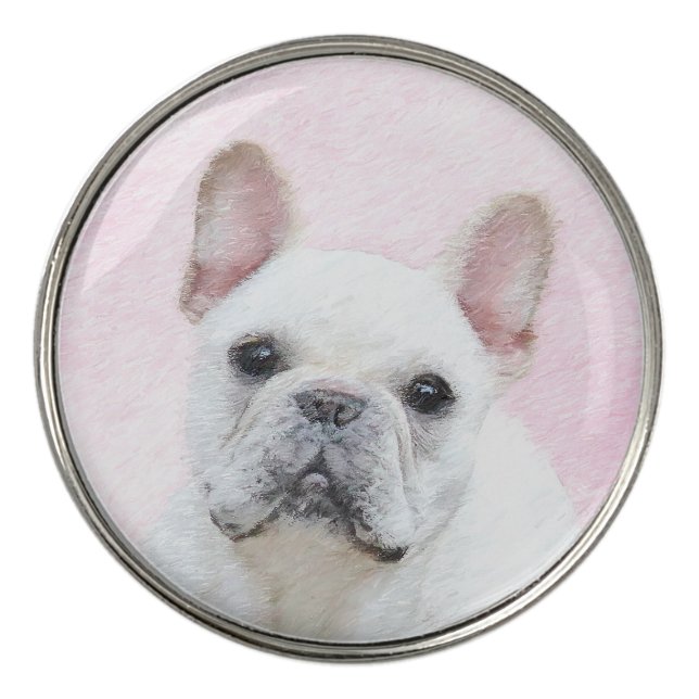 French Bulldog (Cream/White) Painting - Dog Art Golf Ball Marker (Front)