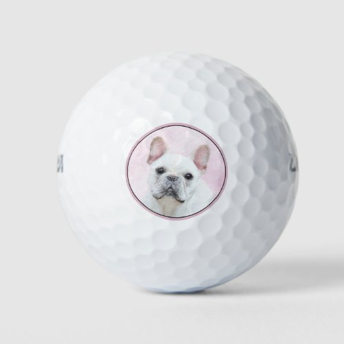 French Bulldog CreamWhite Painting _ Dog Art Golf Balls